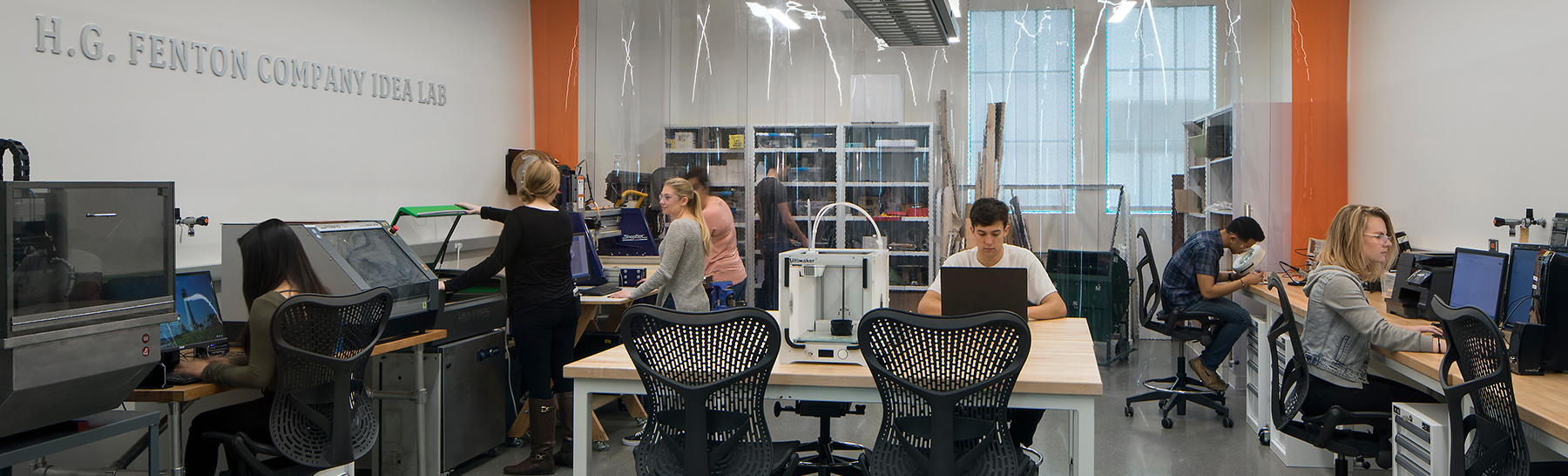 Students working in the H.G. Fenton Company Idea Lab.